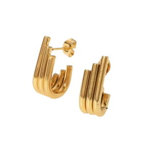 Triple Hoop Gold Earrings